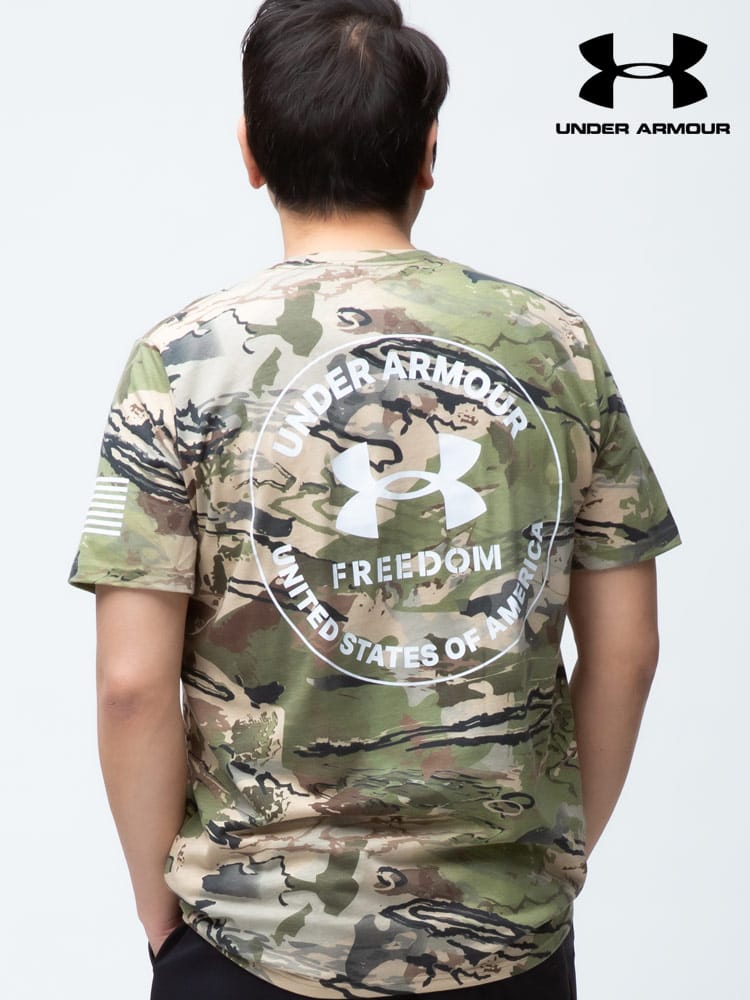 大きいサイズ メンズ UNDER ARMOUR (アンダーアーマー) USA規格 LOOSE 迷彩総柄 クルーネック 半袖 Tシャツ NEW FREEDOM CAMO TEE