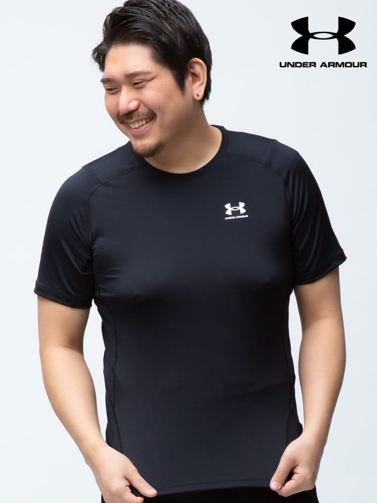 大きいサイズ メンズ UNDER ARMOUR (アンダーアーマー) USA規格 heatgear COMPRESSION 胸ロゴ クルーネック 半袖 Tシャツ ARMOUR COMP SS