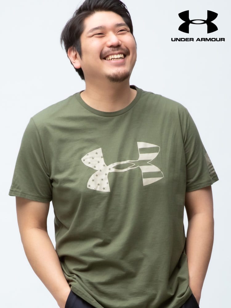 大きいサイズ メンズ UNDER ARMOUR (アンダーアーマー) USA規格 heatgear LOOSE フロントロゴ クルーネック 半袖 Tシャツ FREEDOM TONAL BFL TEE