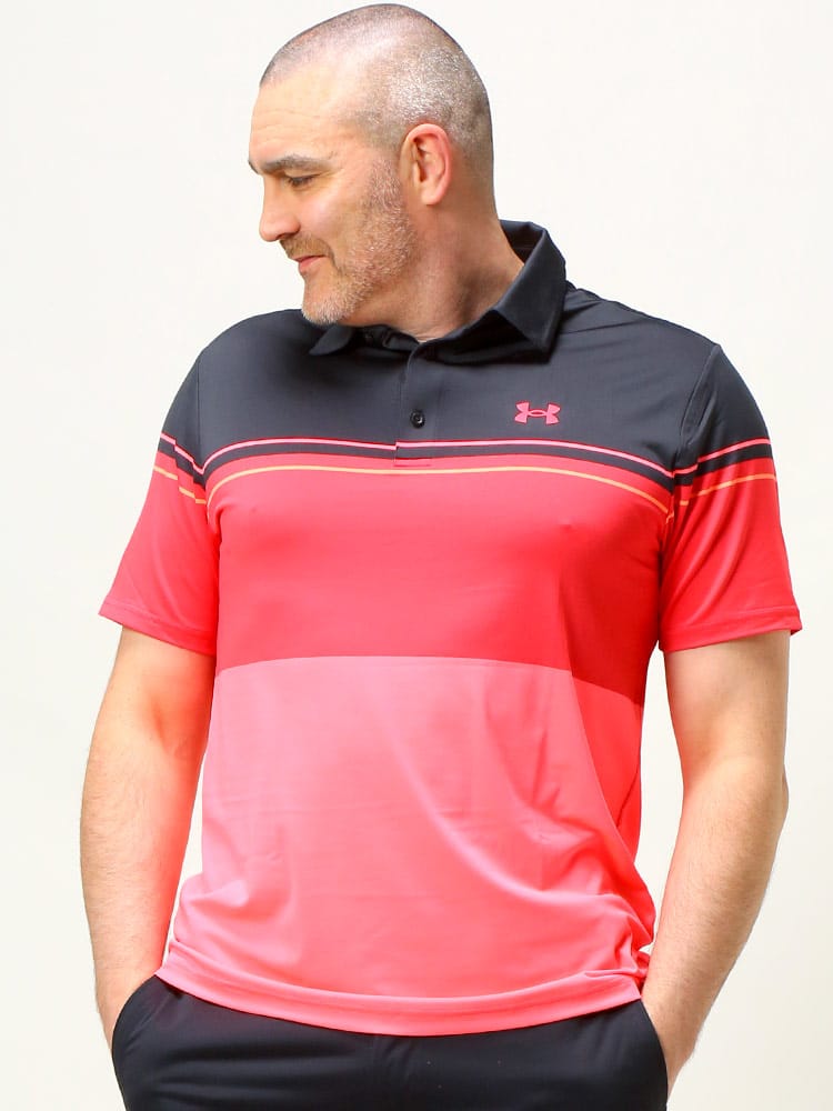 大きいサイズ メンズ UNDER ARMOUR (アンダーアーマー) USA規格 LOOSE UPF40 プリント 半袖 ゴルフ ポロシャツ PLAYOFF POLO 2.0