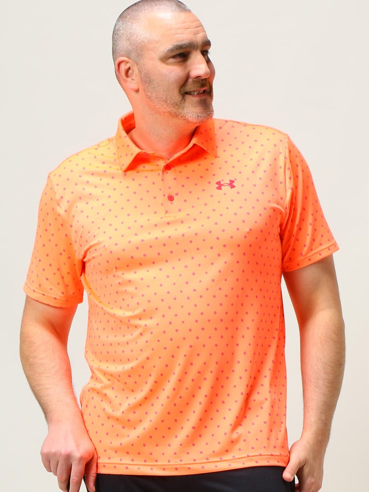 大きいサイズ メンズ UNDER ARMOUR (アンダーアーマー) USA規格 LOOSE UPF40 プリント 半袖 ゴルフ ポロシャツ PLAYOFF POLO 2.0