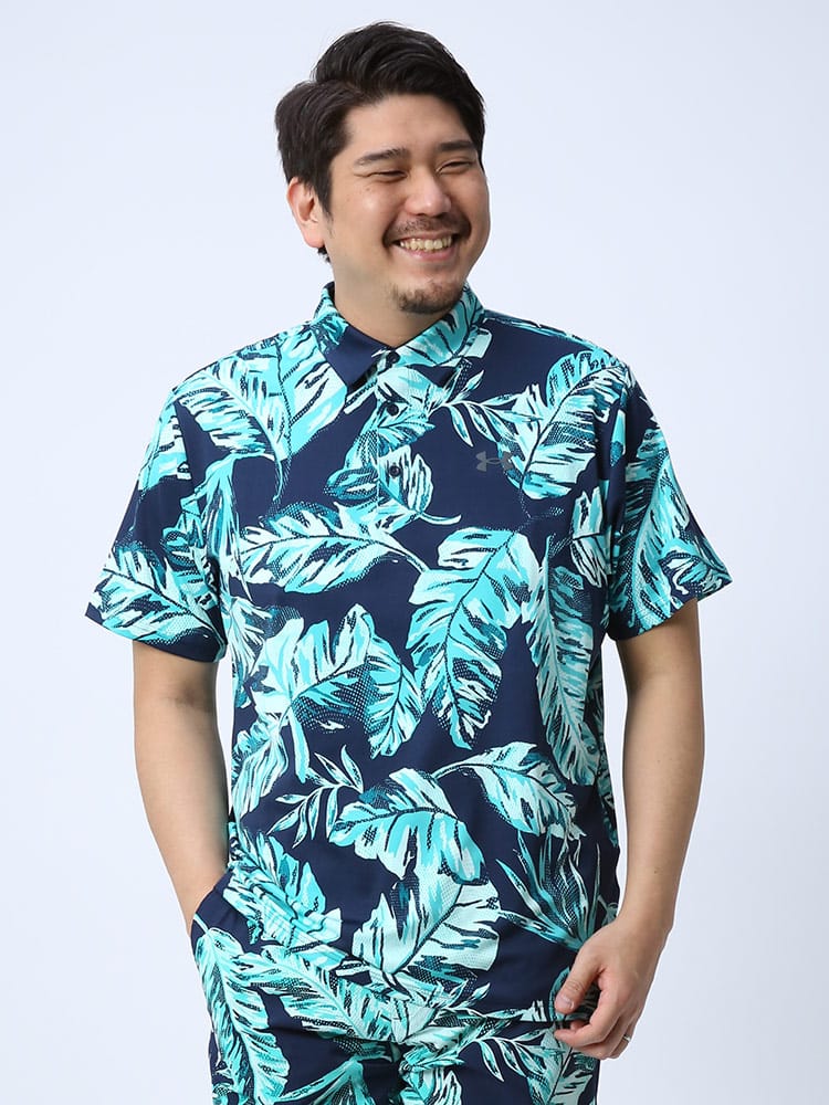 大きいサイズ メンズ UNDER ARMOUR (アンダーアーマー) USA規格 LOOSE UPF40 プリント 半袖 ゴルフ ポロシャツ PLAYOFF POLO 2.0