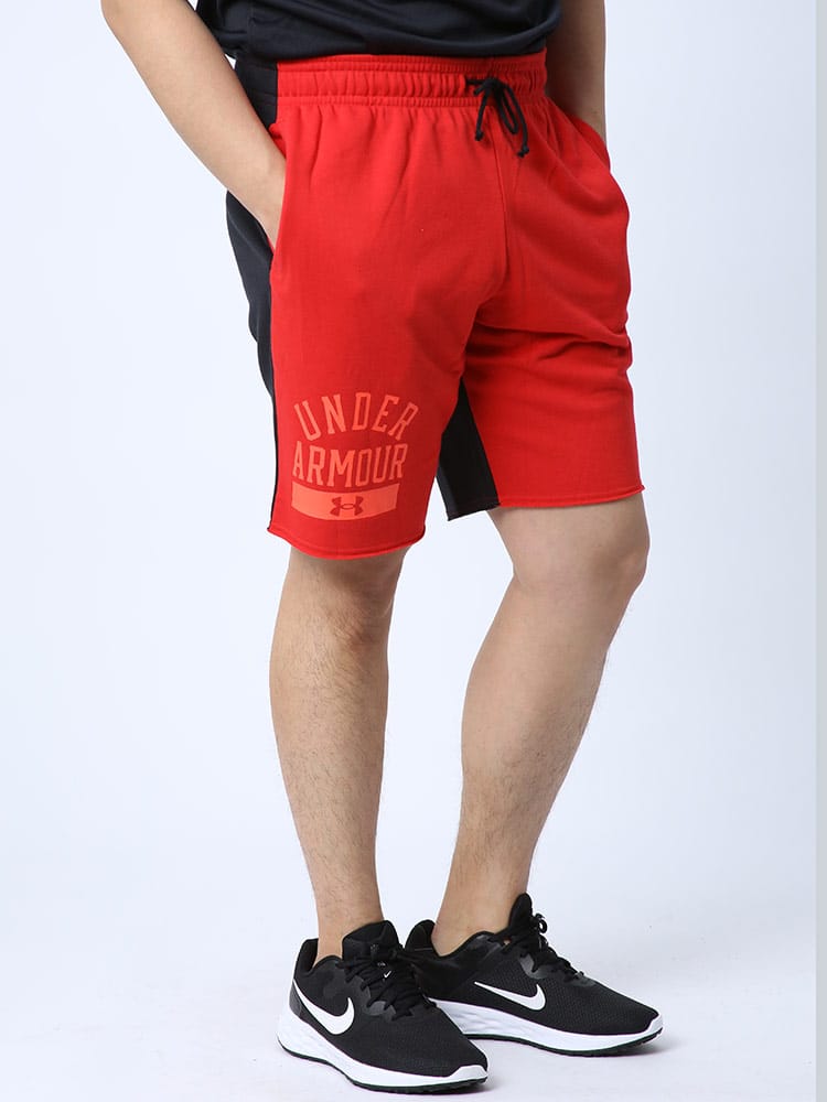 大きいサイズ メンズ UNDER ARMOUR (アンダーアーマー) USA規格 FITTED ロゴプリント スウェット ショートパンツ RIVAL TERRY CB SHORTS