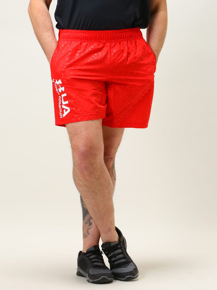 UNDER ARMOUR (アンダーアーマー) USA規格 ショートパンツ 大きいサイズ LOOSE 総柄 ロゴプリント WOVEN EMBOSS SHORTS