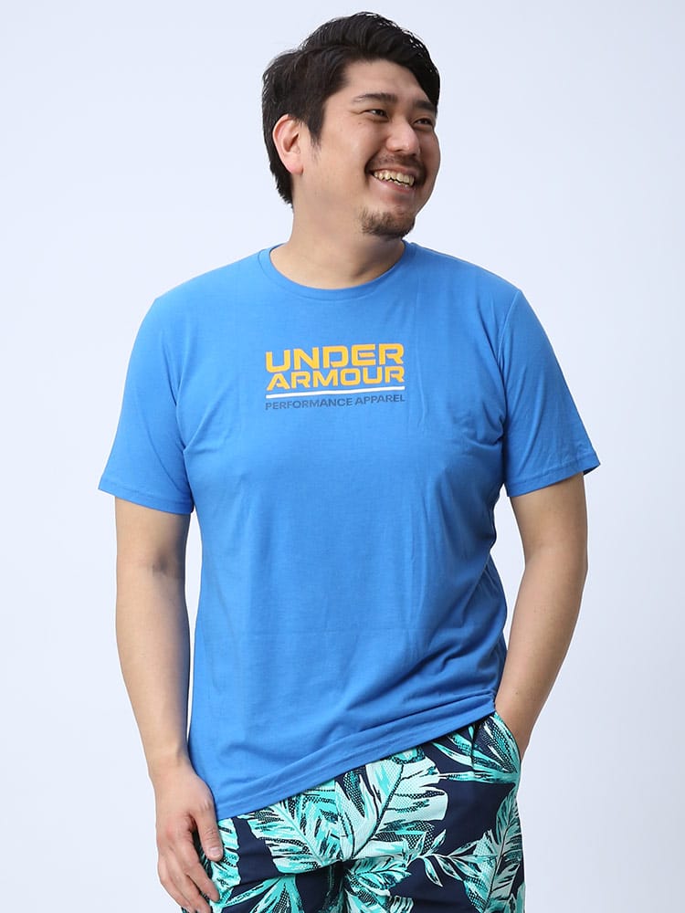大きいサイズ メンズ UNDER ARMOUR (アンダーアーマー) USA規格 LOOSE プリント クルーネック 半袖 Tシャツ MULTI COLOR BOXLOGO SS TEE