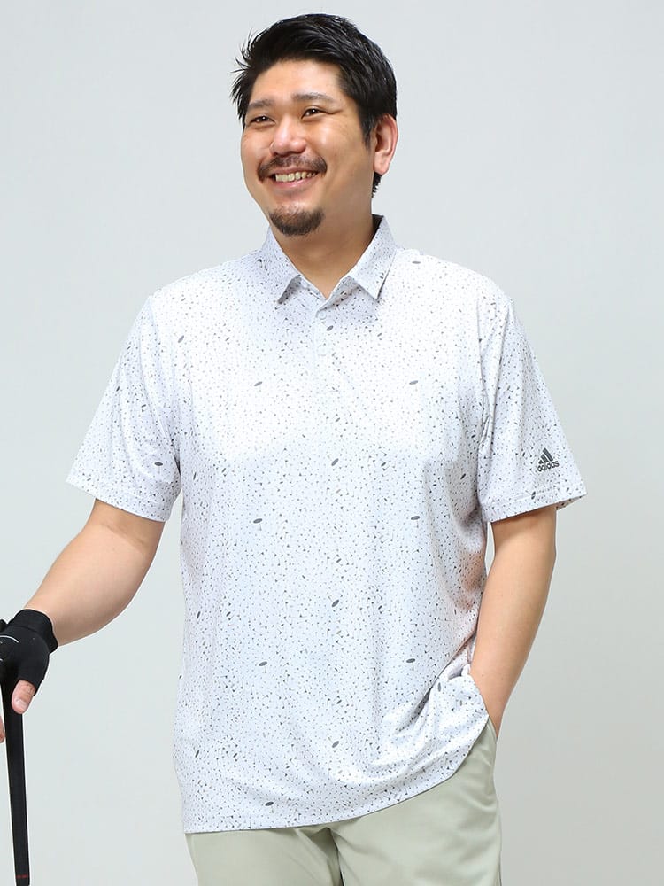 大きいサイズ メンズ adidas (アディダス) フラッグ総柄 ゴルフ 半袖 ポロシャツ FLAG PRINT POLO SHIRT