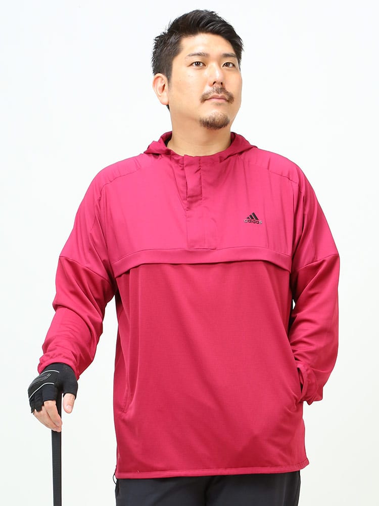大きいサイズ メンズ adidas (アディダス) フード付き ハーフジップ 長袖 プルオーバー QUARTER ZIP PULLOVER