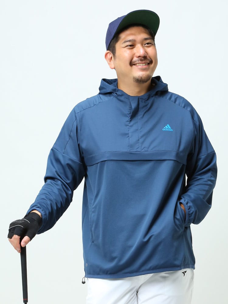 大きいサイズ メンズ adidas (アディダス) フード付き ハーフジップ 長袖 プルオーバー QUARTER ZIP PULLOVER