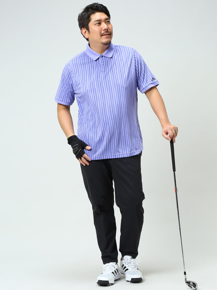 大きいサイズ メンズ adidas (アディダス) ジャガード 半袖 ゴルフ 