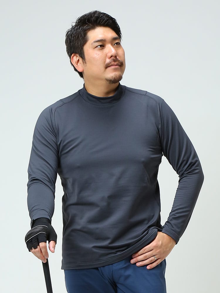 大きいサイズ メンズ adidas (アディダス) 裏起毛 モックネック 長袖 ゴルフ Tシャツ COLD RDY BASELAYER