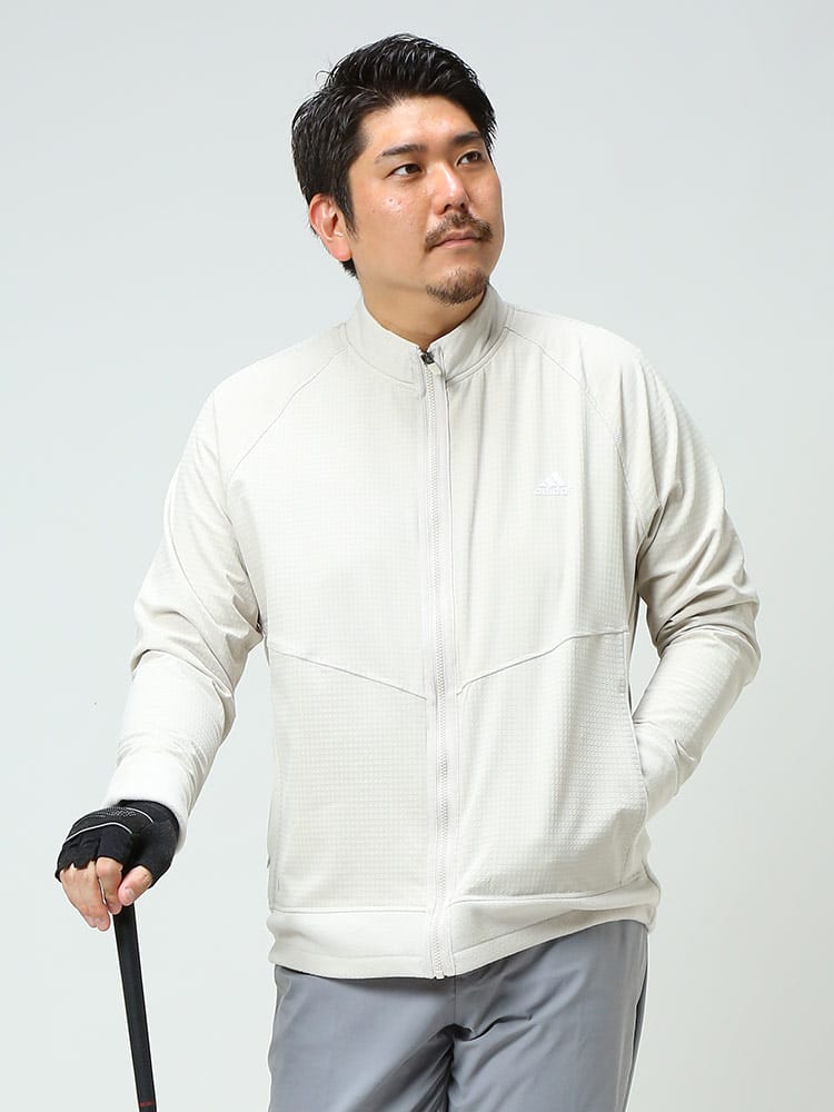 大きいサイズ メンズ adidas (アディダス) 切り替え フルジップ ゴルフ フリース ジャケット STATEMENT FULL ZIP JACKET