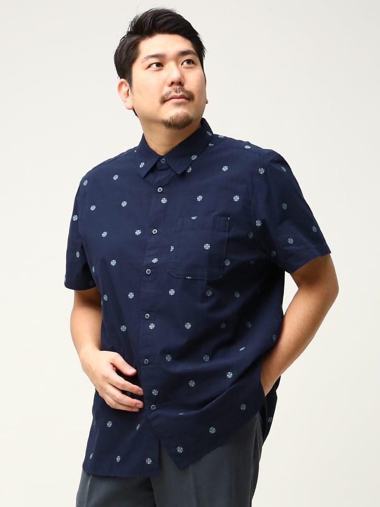 大きいサイズ メンズ THE NORTH FACE (ザ ノースフェイス) 総柄 半袖 シャツ BAYTRAIL JACQUARD SHIRT