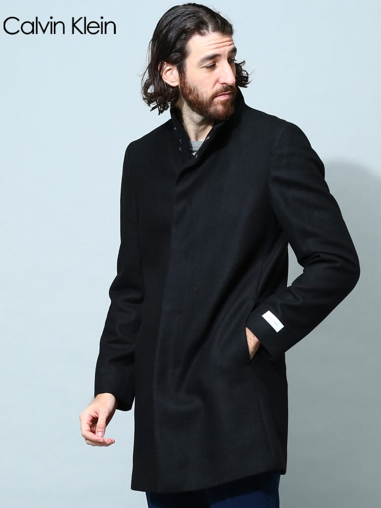 カルバンクライン メンズ コート Calvin Klein ブランド アウター フルジップ スタンド SLIM FIT ビジネス 無地 CKMAYDEN7AHX