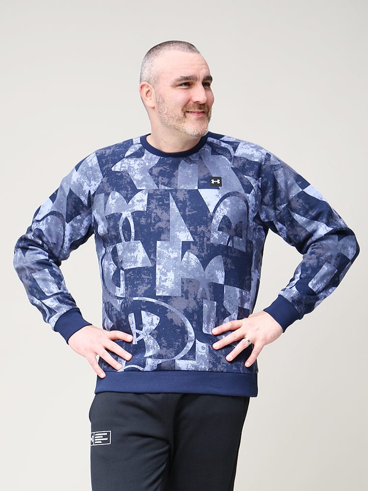 大きいサイズ メンズ UNDER ARMOUR (アンダーアーマー) USA規格 LOOSE 裏起毛 クルーネック トレーナー RIVAL FLC MARCO BRAND CREW SHT