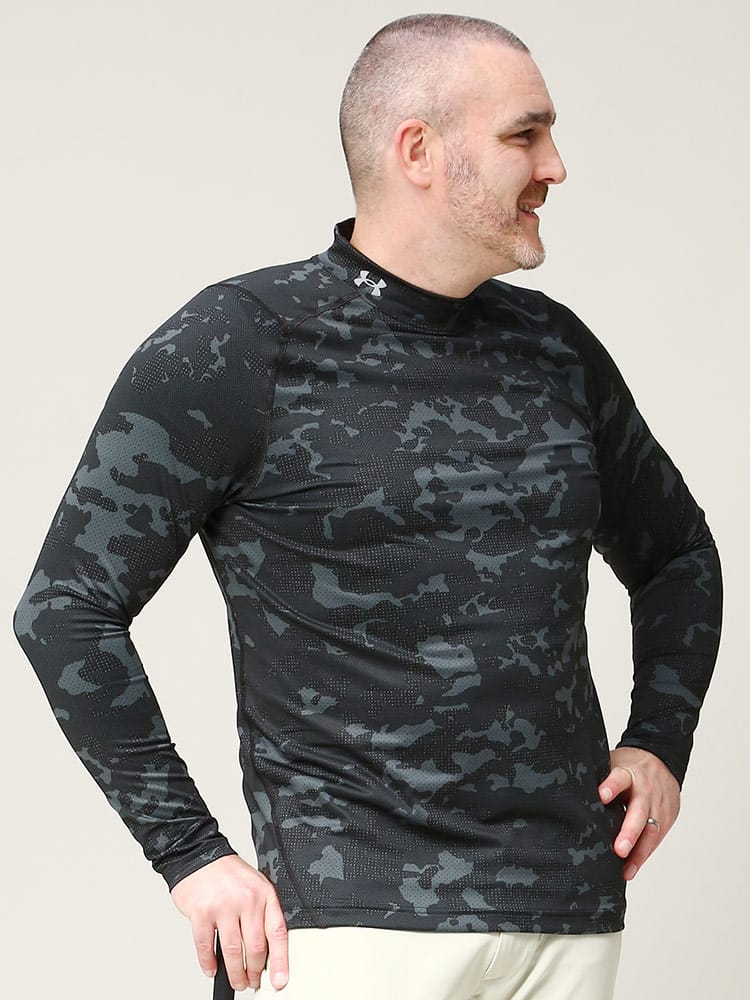 大きいサイズ メンズ UNDER ARMOUR (アンダーアーマー) USA規格 FITTED STORM ゴルフ ハイネック Tシャツ CGI LS AOP MOCK