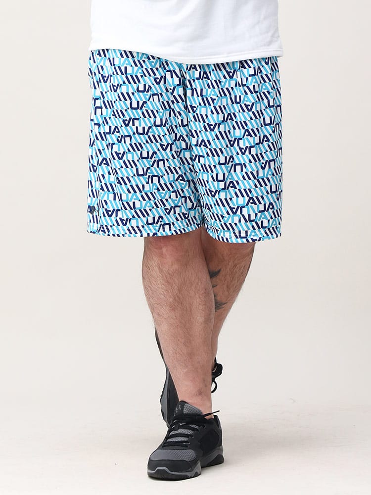 大きいサイズ メンズ UNDER ARMOUR (アンダーアーマー) USA規格 LOOSE 総柄 ウエストゴム ショートパンツ TECH PRINTED SHORT