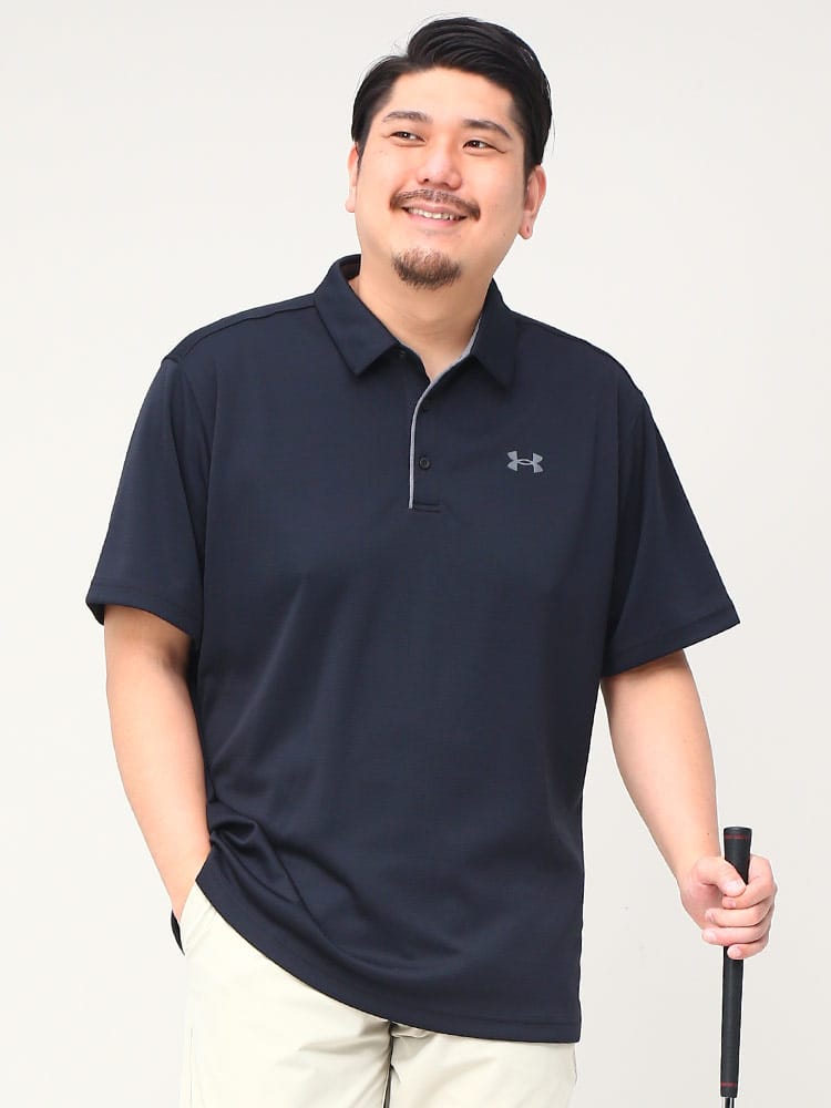 大きいサイズ メンズ UNDER ARMOUR (アンダーアーマー) USA規格 LOOSE 胸ロゴ 半袖 ポロシャツ GOLF S/S TECH POLO