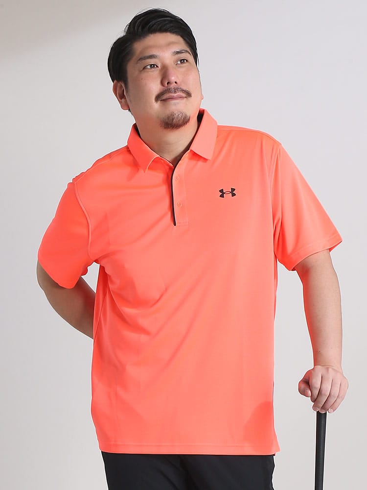 大きいサイズ メンズ UNDER ARMOUR (アンダーアーマー) USA規格 LOOSE 胸ロゴ 半袖 ポロシャツ GOLF S/S TECH POLO