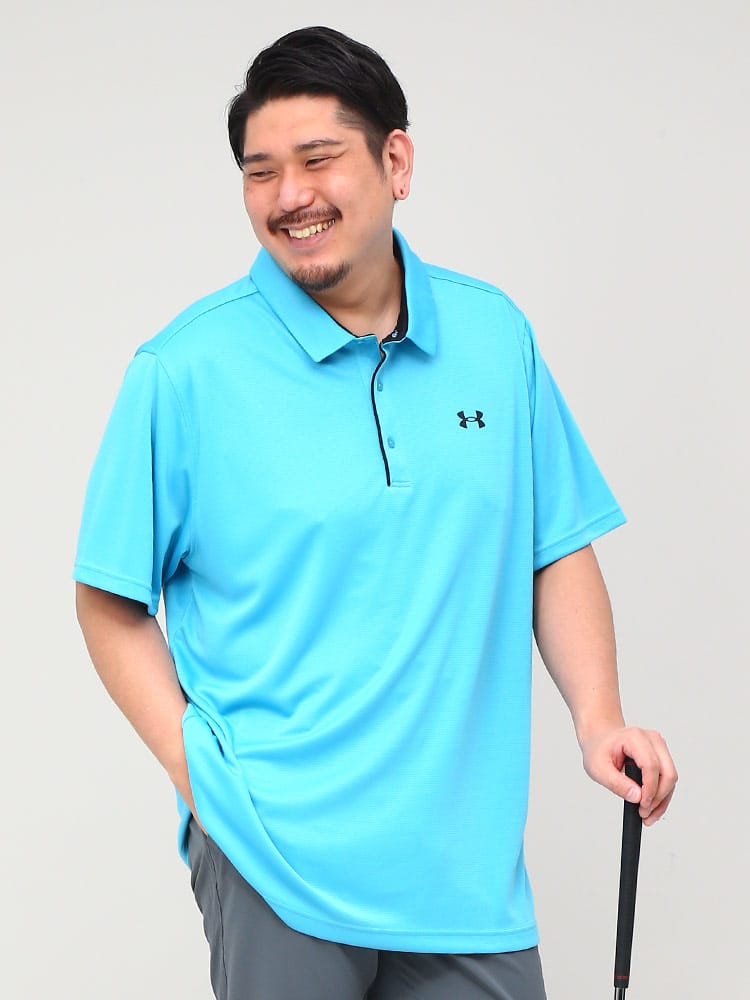 大きいサイズ メンズ UNDER ARMOUR (アンダーアーマー) USA規格 LOOSE 胸ロゴ 半袖 ポロシャツ GOLF S/S TECH POLO