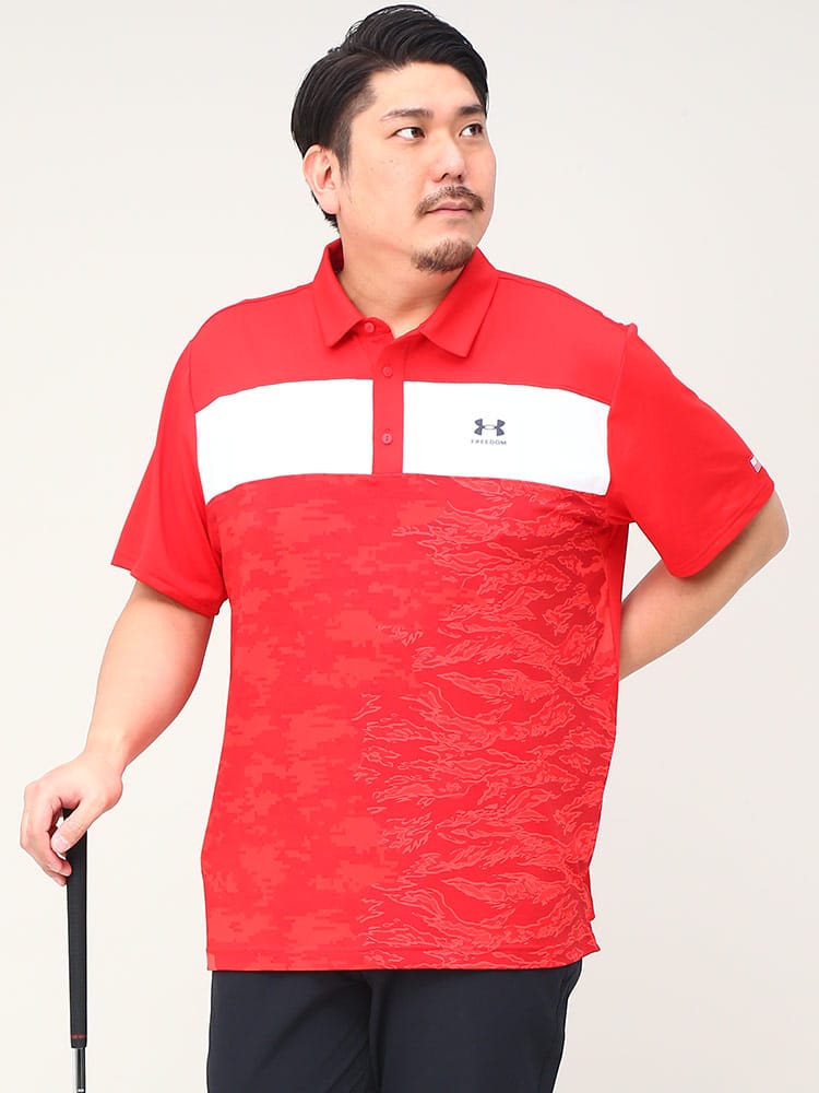 大きいサイズ メンズ UNDER ARMOUR (アンダーアーマー) USA規格 LOOSE UPF40 フロント切替 半袖 ポロシャツ PLAYOFF 3.0 FREEDOM POLO