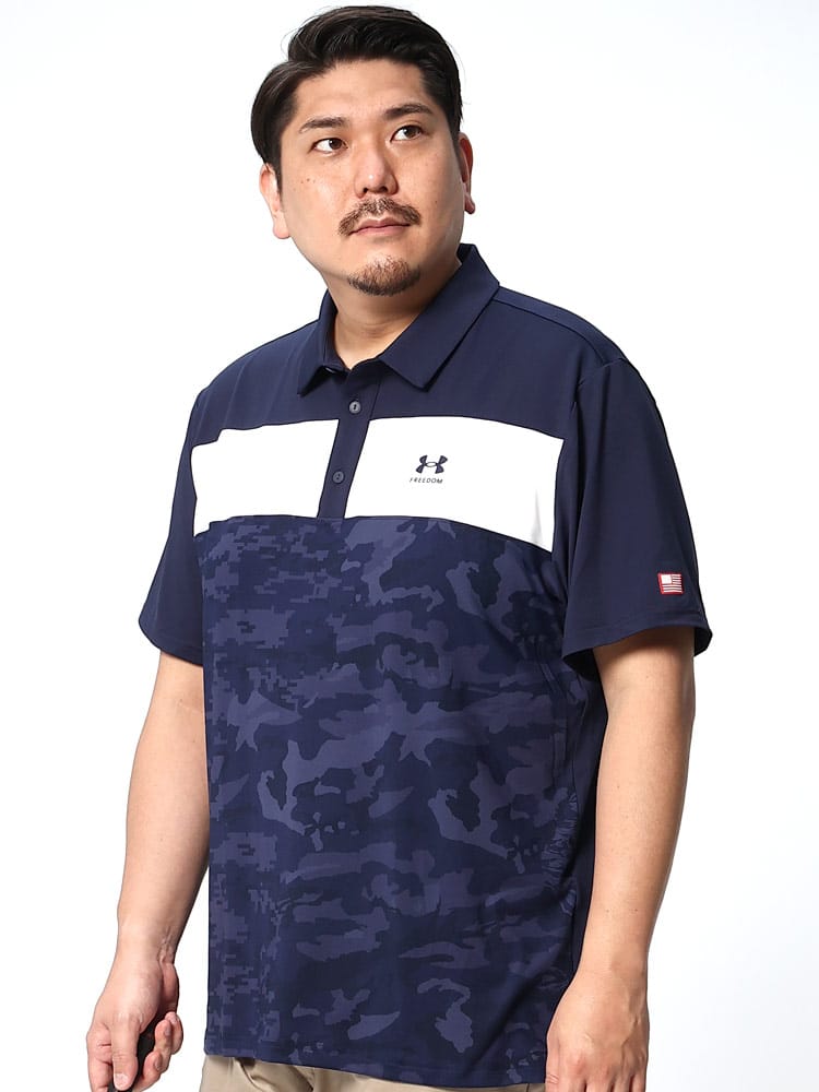 大きいサイズ メンズ UNDER ARMOUR (アンダーアーマー) USA規格 LOOSE UPF40 フロント切替 半袖 ポロシャツ PLAYOFF 3.0 FREEDOM POLO
