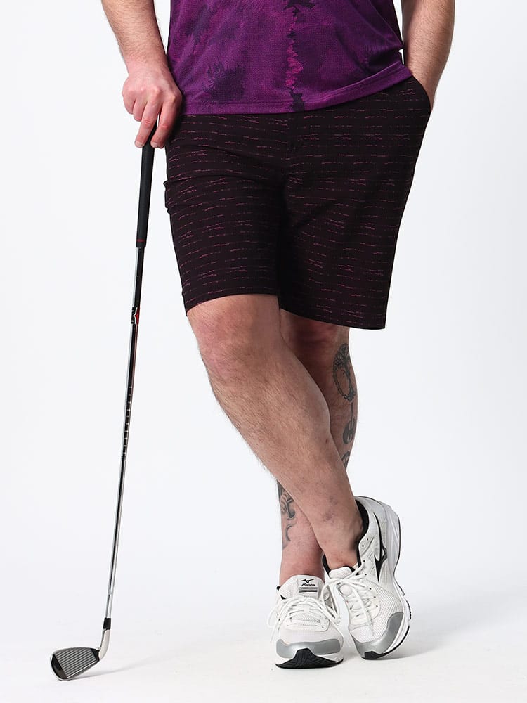 大きいサイズ メンズ adidas (アディダス) ボーダー ショートパンツ TEXTURED 9 INCH GOLF SHORT ゴルフ
