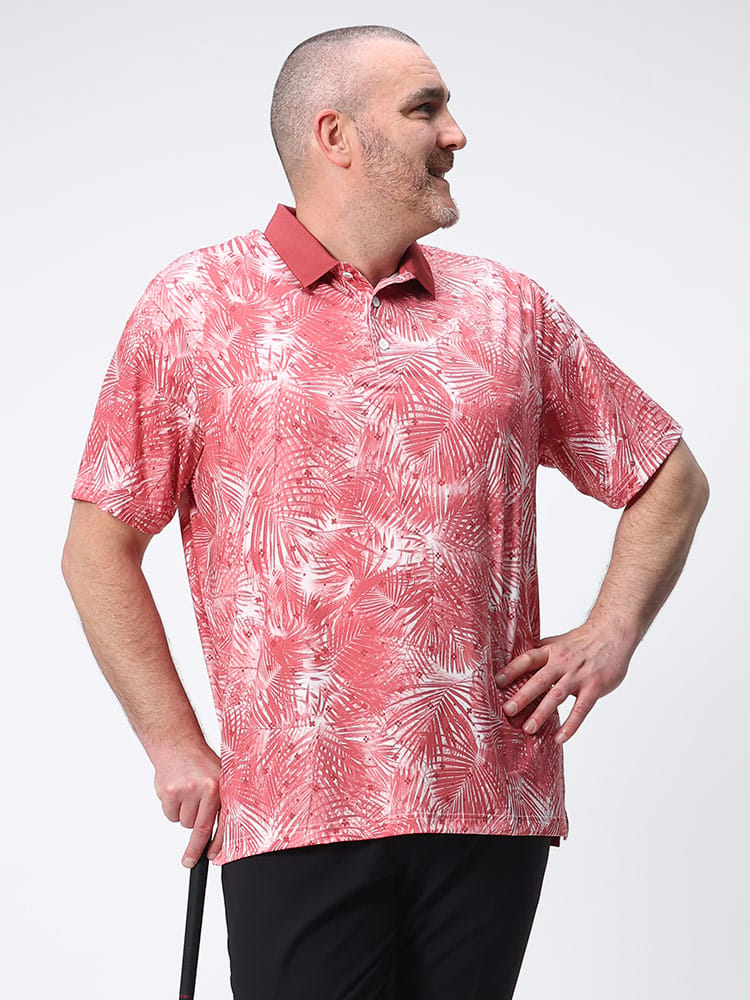 大きいサイズ メンズ PUMA (プーマ) UPF40 総柄 半袖 ポロシャツ MATTR LAWRENCE POLO ゴルフ
