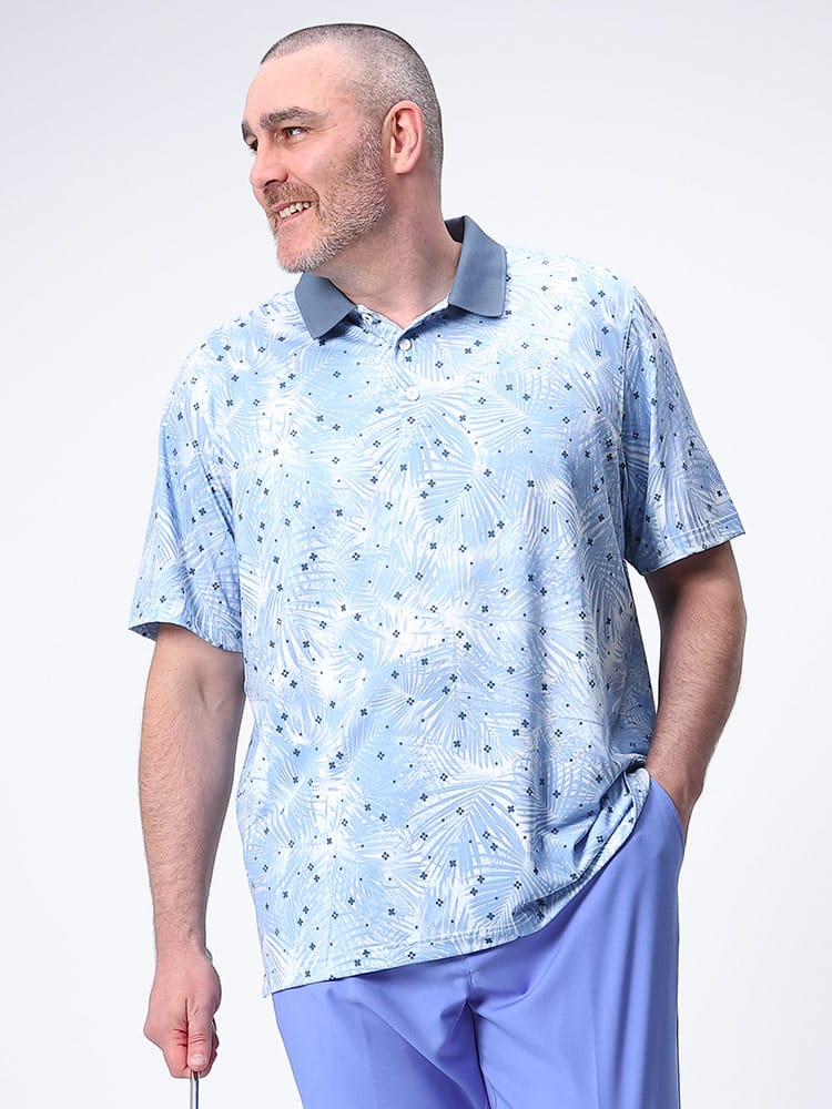 大きいサイズ メンズ PUMA (プーマ) UPF40 総柄 半袖 ポロシャツ MATTR LAWRENCE POLO ゴルフ