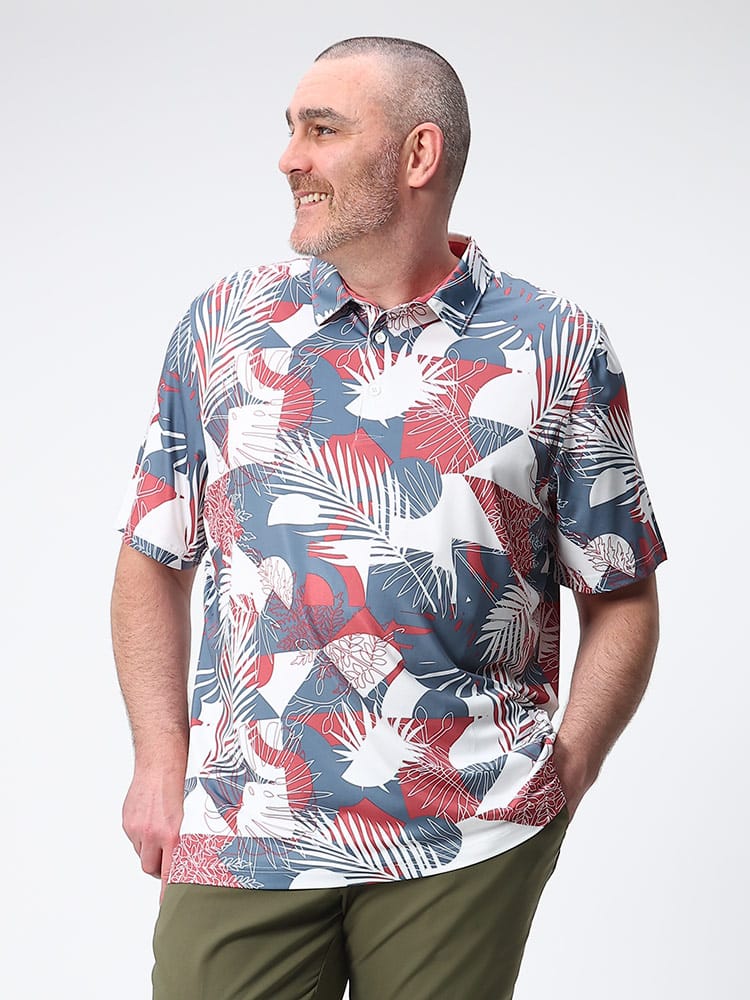 大きいサイズ メンズ PUMA (プーマ) UPF40 総柄 半袖 ポロシャツ MATTR GEO POLO ゴルフ