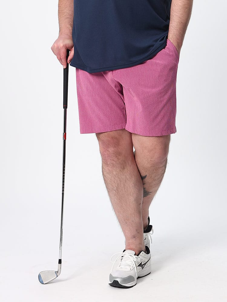 大きいサイズ メンズ adidas (アディダス) ノータック ジップフライ ショートパンツ CROSSHATCH 9INCH GOLF SHORT ゴルフ