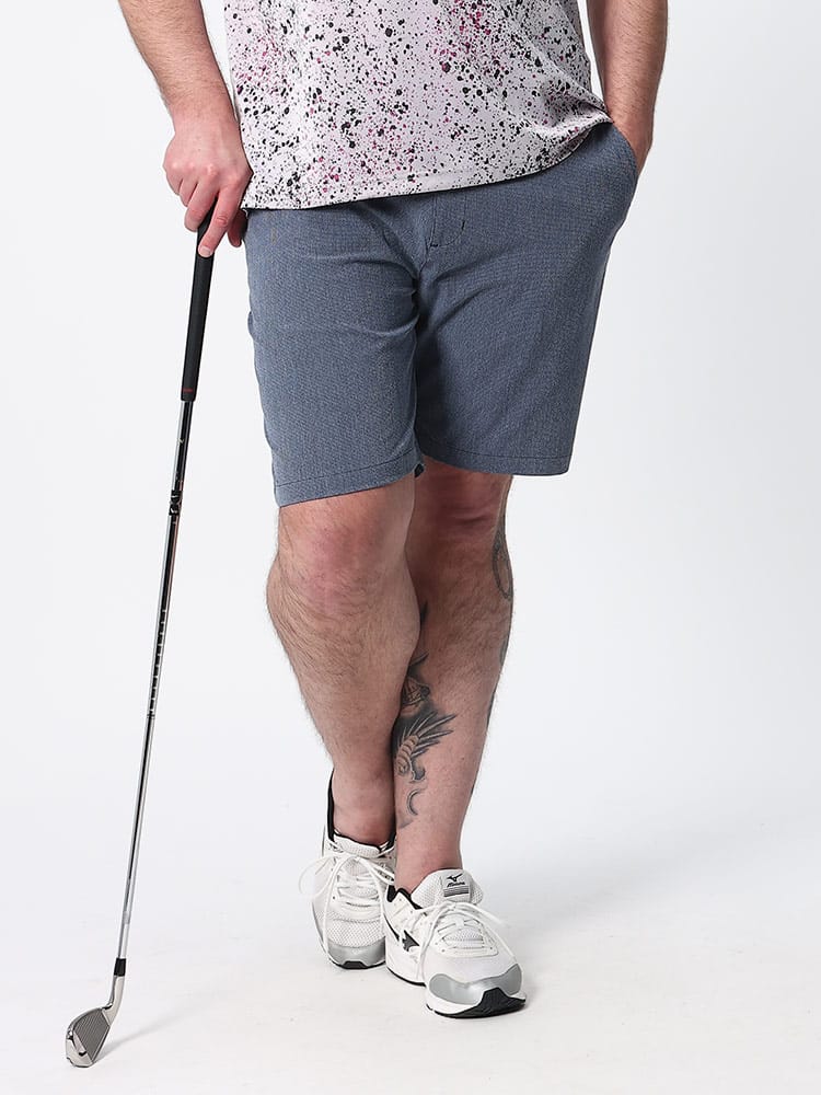 大きいサイズ メンズ adidas (アディダス) ノータック ジップフライ ショートパンツ CROSSHATCH 9INCH GOLF SHORT ゴルフ
