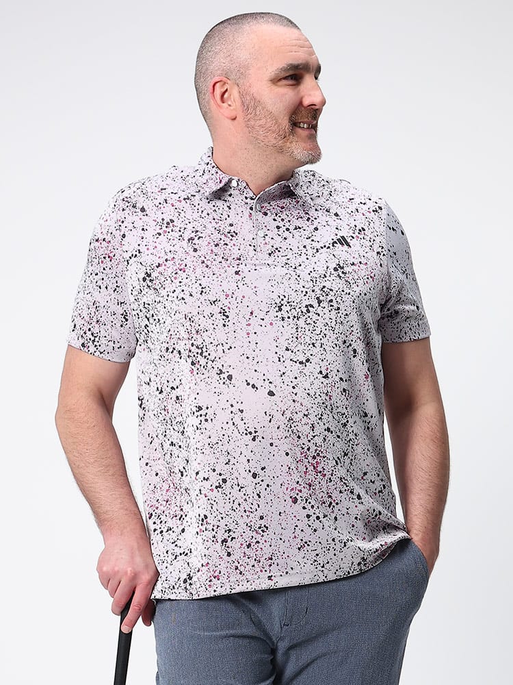 大きいサイズ メンズ adidas (アディダス) 総柄 半袖 ポロシャツ JACQUARD POLO ゴルフ