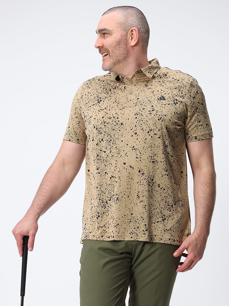 大きいサイズ メンズ adidas (アディダス) 総柄 半袖 ポロシャツ JACQUARD POLO ゴルフ