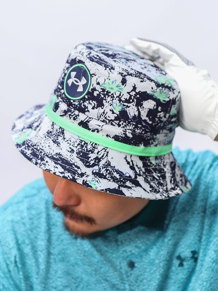バケットハット UNDER ARMOUR GOLF UPF50 コットン 総柄 帽子 大きいサイズ メンズ