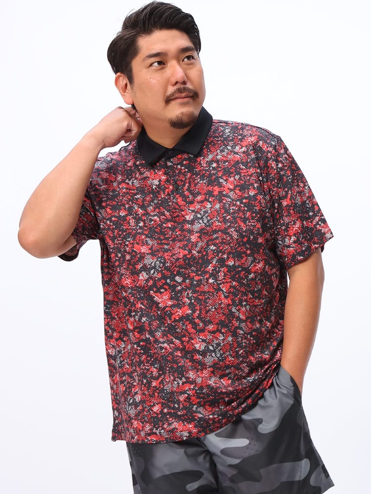 半袖 ポロシャツ LOOSE UPF50 グラフィックプリント T2G Printed Polo 1383715 ゴルフ スポーツ 大きいサイズ メンズ