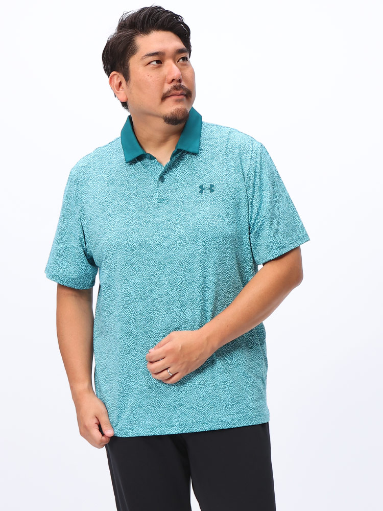 半袖 ポロシャツ Loose UPF50 グラフィックプリント T2G Printed POLO 1383715 ゴルフ スポーツ 大きいサイズ メンズ トップス 新品 ブルー 無地 3XL ベンツ