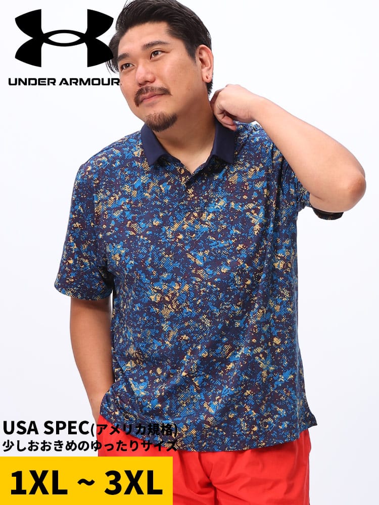 半袖 ポロシャツ LOOSE UPF50 グラフィックプリント T2G Printed Polo LB ゴルフ スポーツ 大きいサイズ メンズ