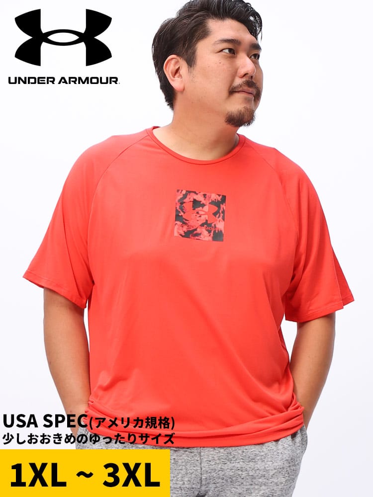 半袖 Tシャツ LOOSE 速乾 BOXプリント クルーネック TECH PRINT FILL SS スポーツ ジム ランニング 大きいサイズ メンズ