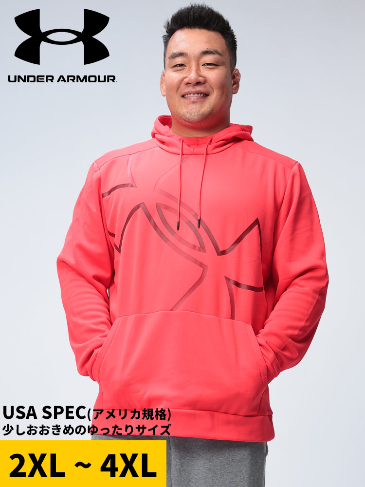 プルオーバー パーカー LOOSE 裏起毛  ARMOUR FLEECE HBR LOGO HD トップス フード スポーツ 秋冬 大きいサイズ メンズ