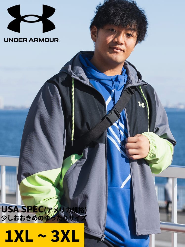 ウインドブレーカー LOOSE STORM 裏メッシュ フルジップ LEGACY WINDBREAKER アウター ブルゾン パーカー スポーツ 切り替え フード 大きいサイズ メンズ