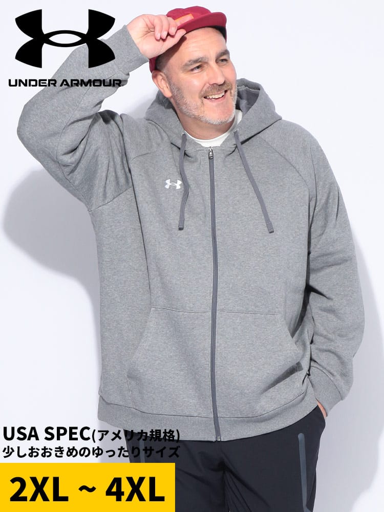 スウェット ジップパーカー LOOSE ワンポイントロゴ 裏起毛 ライバルフリース トップス トレーニング 大きいサイズ メンズ