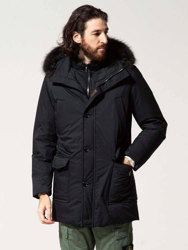 MOORER (ムーレー) ファーフード ボタンジップ ダウンブルゾン BALDOADS MRBALDOADS ブランド