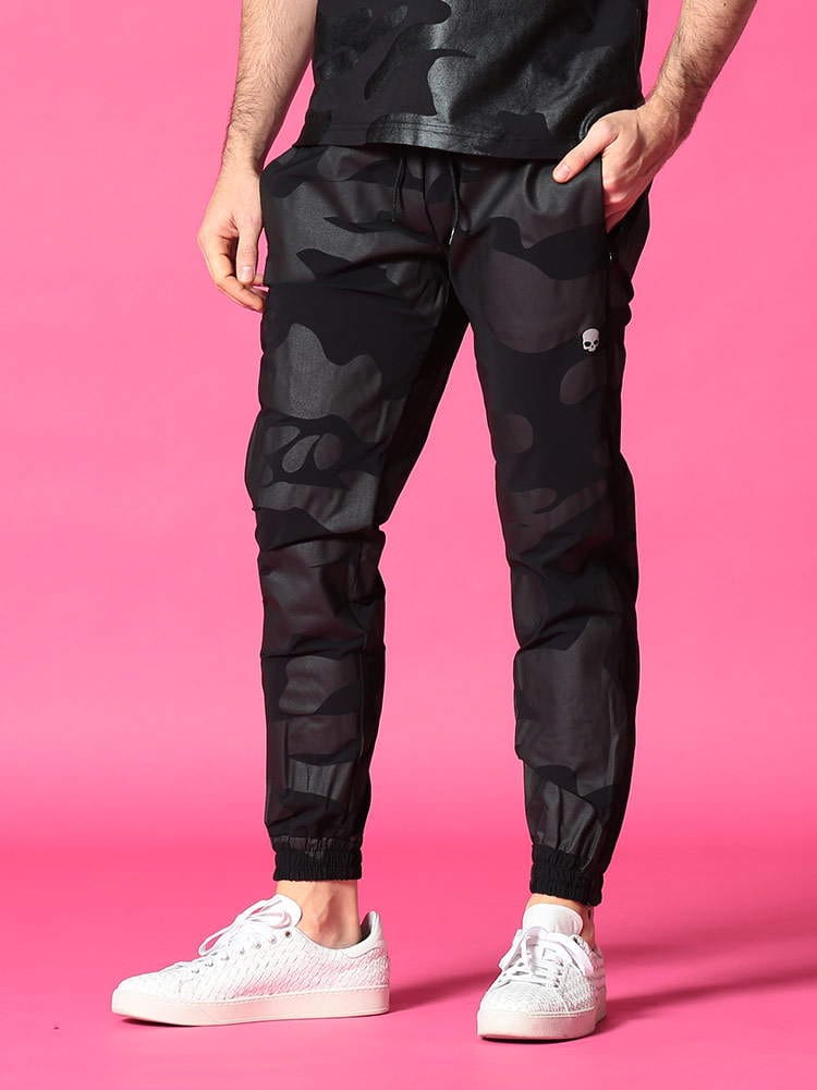 HYDROGEN (ハイドロゲン) ワンポイントスカル ストレッチ 迷彩柄 ロングパンツ HY285H02