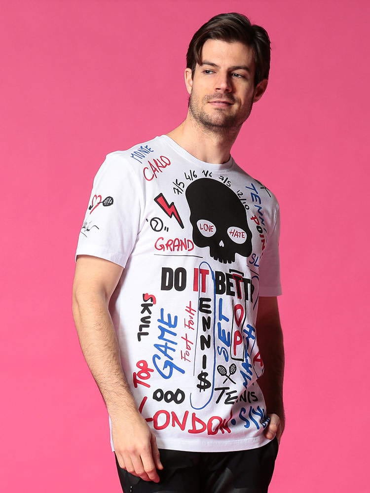 HYDROGEN (ハイドロゲン) スカル 総柄プリント クルーネック 半袖 Tシャツ SKULLNEWGRAPHIC HYTC0001