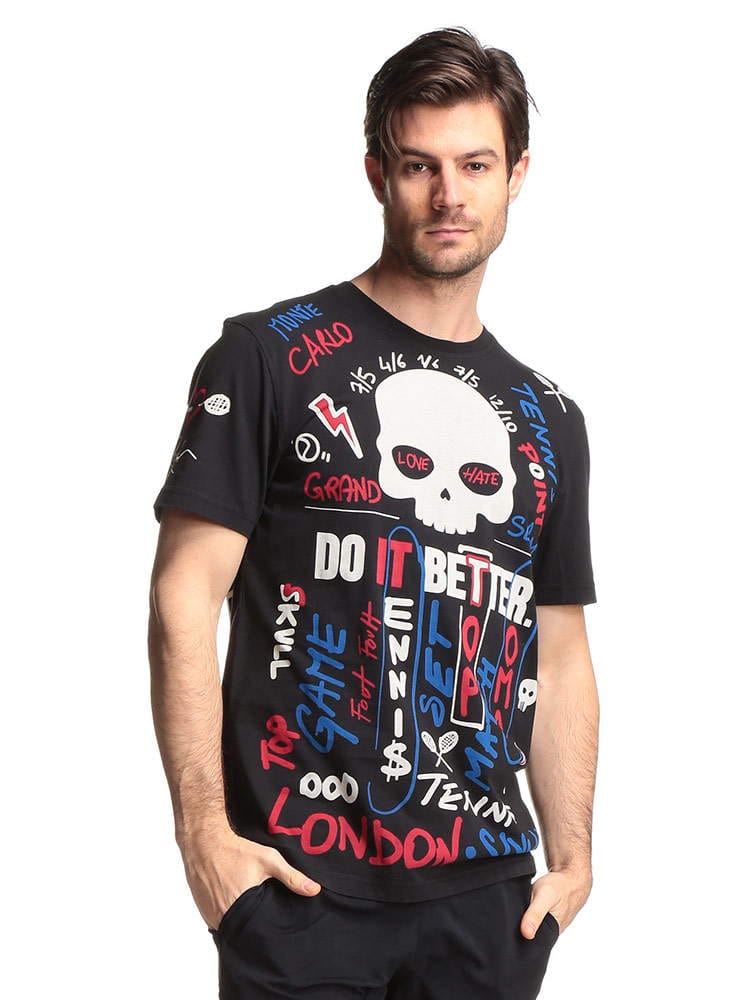 HYDROGEN (ハイドロゲン) スカル 総柄プリント クルーネック 半袖 Tシャツ SKULLNEWGRAPHIC HYTC0001