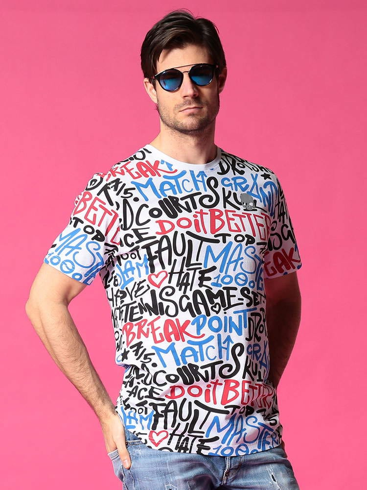 HYDROGEN (ハイドロゲン) 総柄プリント クルーネック 半袖 Tシャツ NEWGRAPHIC HYT00422