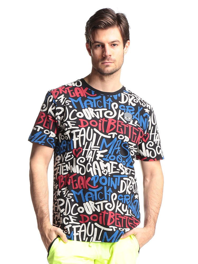 HYDROGEN (ハイドロゲン) 総柄プリント クルーネック 半袖 Tシャツ NEWGRAPHIC HYT00422