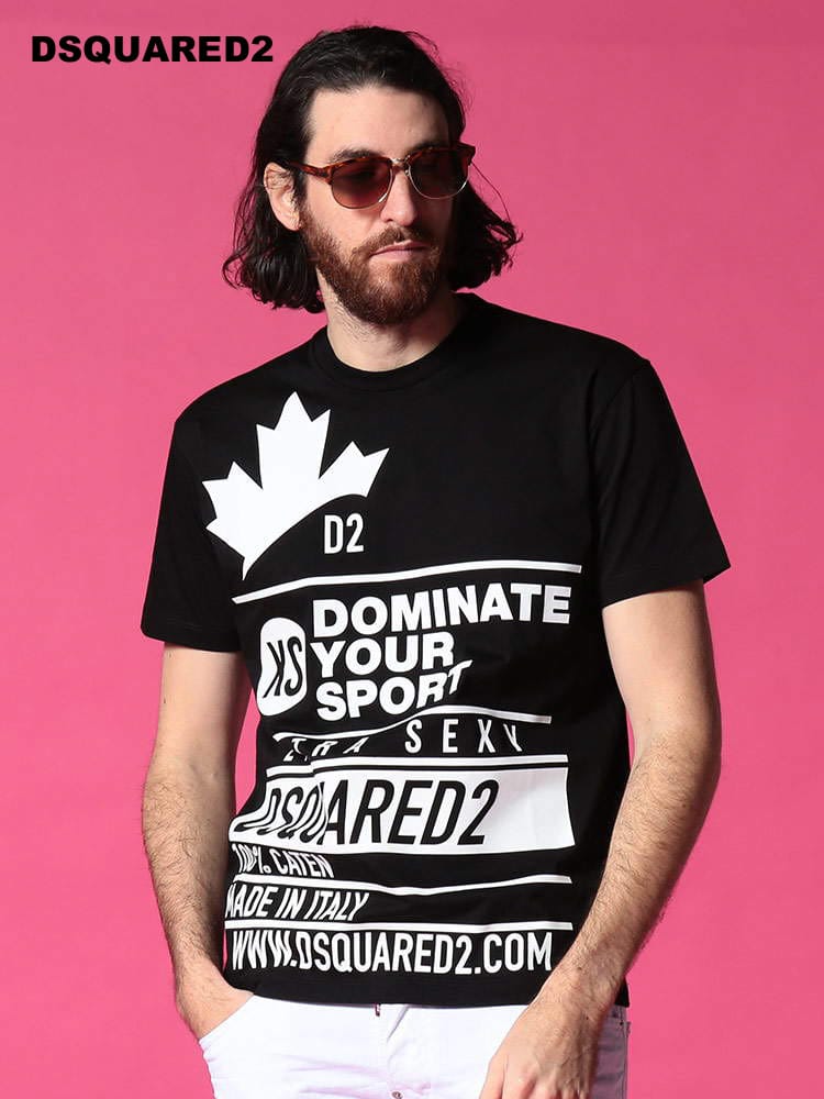 DSQUARED2 (ディースクエアード) フロントプリント クルーネック 半袖 Tシャツ D2 Leaf D2GD0824S22427 ブランド