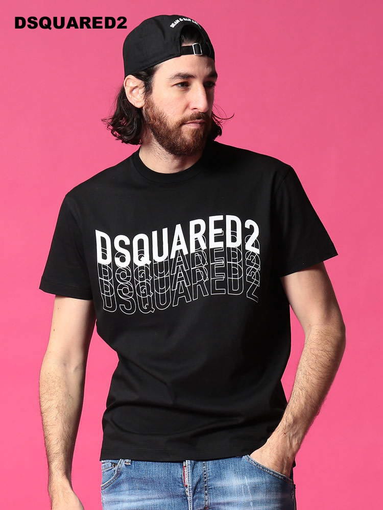 DSQUARED2 (ディースクエアード) ロゴプリント クルーネック 半袖 Tシャツ WaveLogo D2GD0829S22427