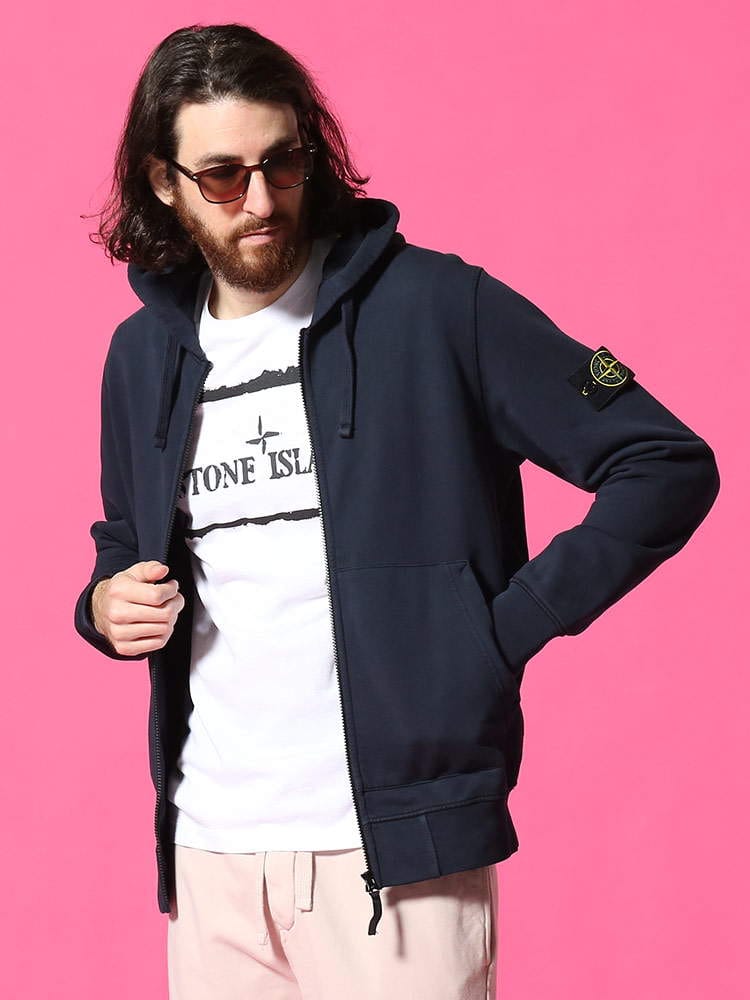 STONE ISLAND (ストーンアイランド) 袖ロゴ フルジップ 長袖 パーカー スウェット SI741564251 メンズ